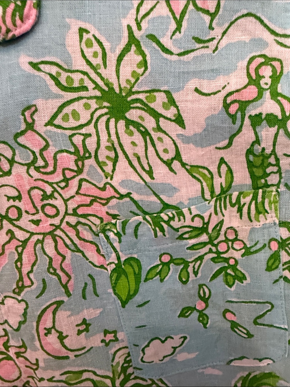 Lilly Pulitzer Blue Green Pink Tropical Print Button-Up Blouse - Picture 3 of 9